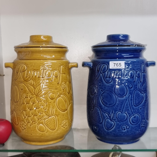 765 - A pair of large vintage West German Rumtopf fruit preserving jars.