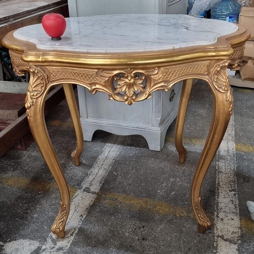 714 - Star Lot : A magnificent, elaborate tall French Louis XV style gilt with cold Italian marble top rec... 