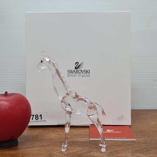 781 - A sweet Swarovski Silver Crystal Giraffe. In original presentation box with certificate of authentic... 