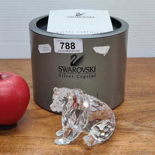 788 - A handsome Swarovski Silver Crystal Grizzly Bear. In original presentation box with certificate of a... 