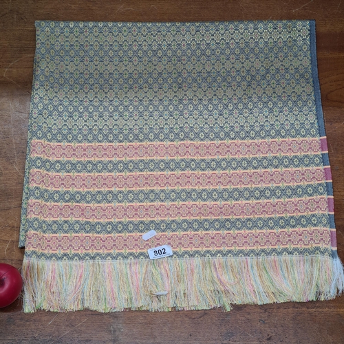 802 - A beautiful Indian brocade silk scarf / pashmina. Gorgeous coloured stripes to pattern.