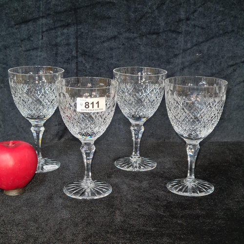 811 - Four Royal Brierley crystal wine glasses. All in good condition with marks to base.