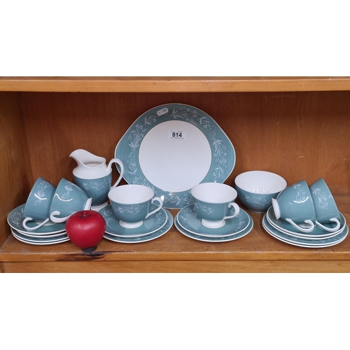 814 - A 21 piece Royal Doulton set in the Cascade pattern. Includes cups, saucers, side plates and milk ju... 