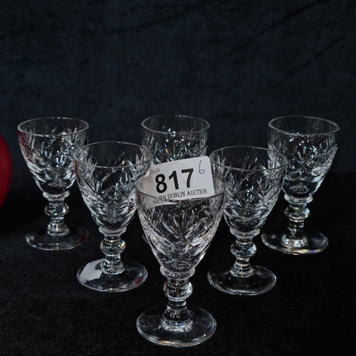 817 - Six Webb Corbett Crystal sherry glasses. All in good condition with etched mark to base.