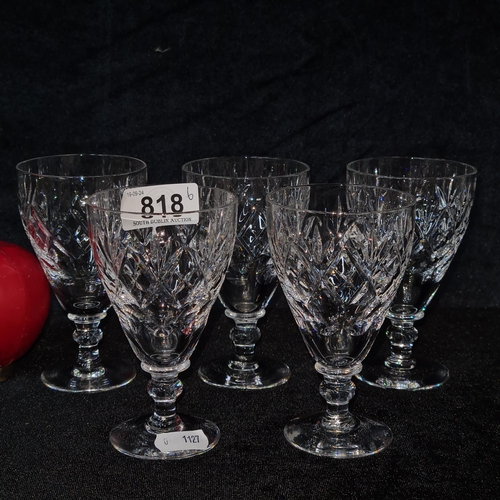 818 - Five Webb Corbett Crystal stemmed glasses, all in good condition with etched mark to base.