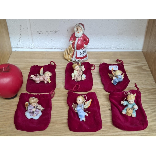 840 - Six charming Goebel Hummel angel Christmas decorations in original bags, come with a further Goebel ... 