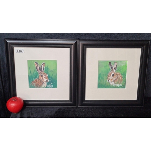 848 - A pair of charming original Josephine Guilfoyle (Irish, contemporary) acrylic on board painting titl... 