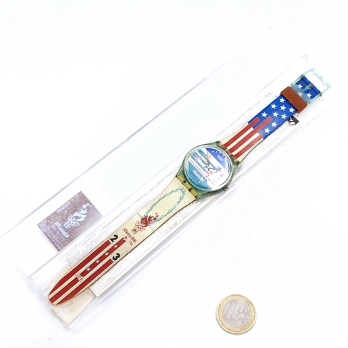 519 - An unopened Swatch Swiss wristwatch marked 'Official timekeeper of the Olympic games - Atlanta 1996.