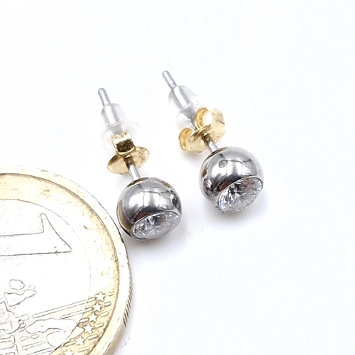 546 - Star Lot : A pair of 18 carat gold pearl diamond stud earrings. Est. weight of diamonds is 0.60 cara... 