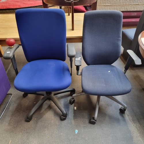 946 - Two extremely comfortable swivel and adjustable office chairs.