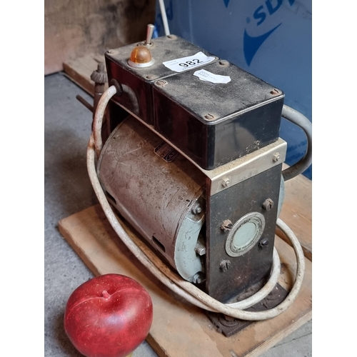 982 - Vintage AEI AC Motor, 220/240V, 1/8 Horsepower. Equipped with a British standard plug.