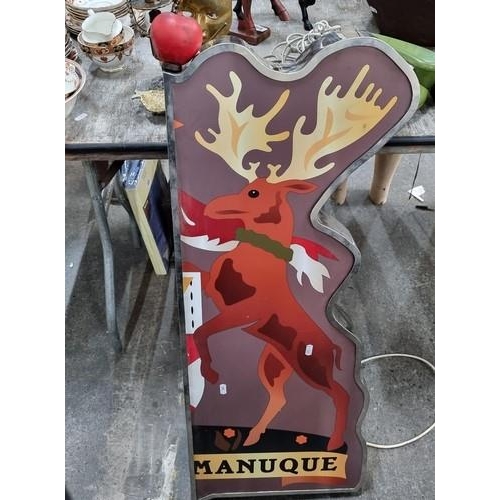 983 - A very large light up advertising sign depicting a deer. With a chrome frame and fittings to back.  ... 