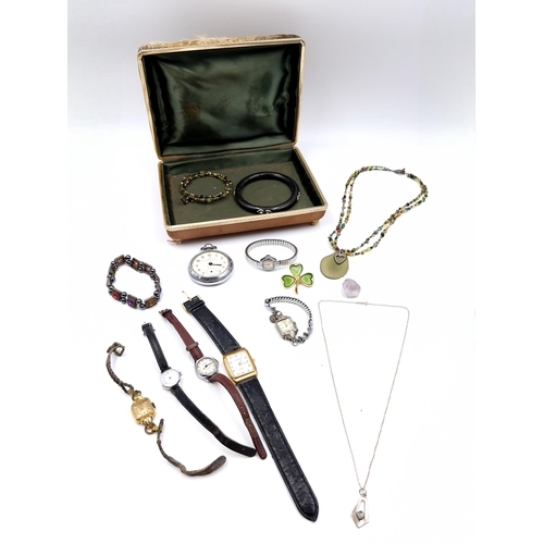 987 - A box of vintage unchecked jewellery and watches.