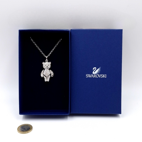 991 - A brand new rather sweet Swarovski Crystal necklace with a bear charm. Housed in original box. MM: 9... 