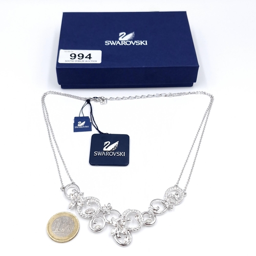 994 - An elaborate brand new Swarovski necklace with double chain, comes with original dust bag and box. T... 