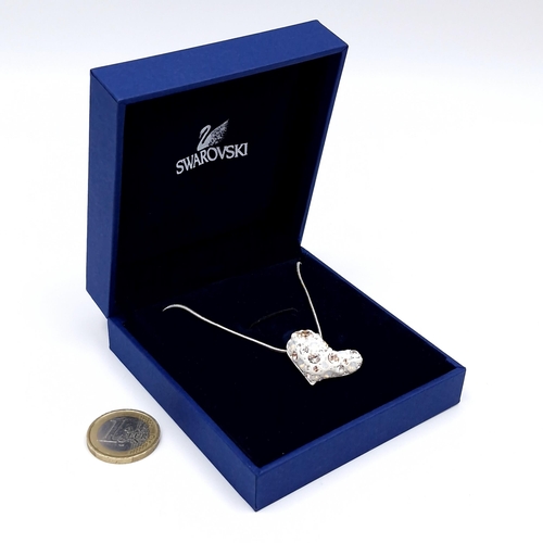 998 - A brand new gorgeous silver toned Swarovski necklace with heart gem set pendant. No. 860449. MM: 38c... 