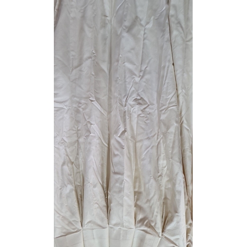 716 - Star Lot : Two beautiful pairs of handmade Silk and cotton Cream and gold fully lined curtains from ... 