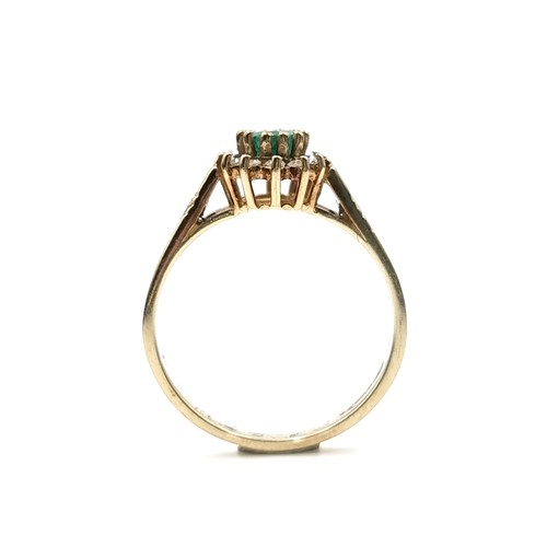 1085 - A diamond and large emerald ring set in nine carat gold. Size - K. Weight - 2.23 grams. Boxed.
Previ... 