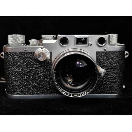 135 - Star Lot : A fantastic Leica IIIF Black dial 35mm Film rangefinder camera, complete with original br... 