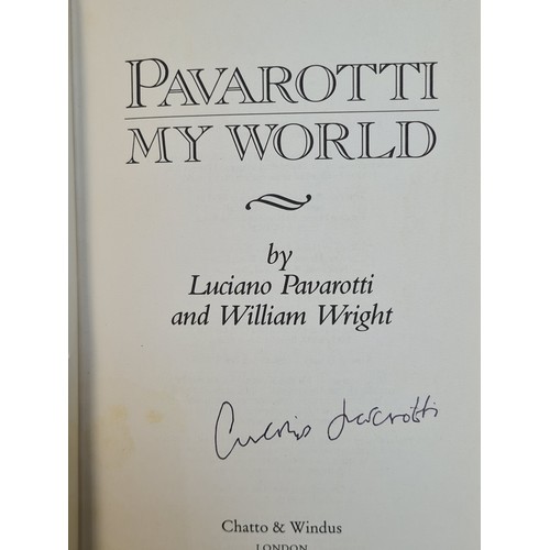 308 - A hand signed first edition hardback book titled 'Pavarotti - My World' Signed by Pavarotti on cover... 