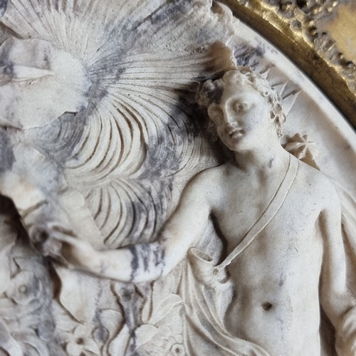 761 - Star Lot: A neoclassical style veined marble relief wall plaque depicting Titania and Oberon (A Mids... 