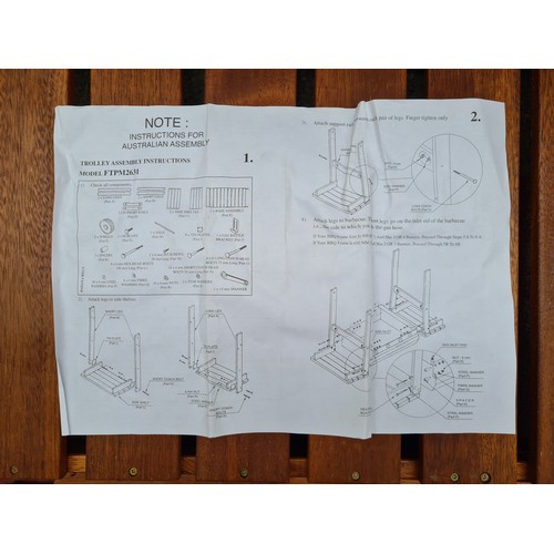 350 - An as new in box hardwood barbeque trolley from the Australian Barbeque Company.