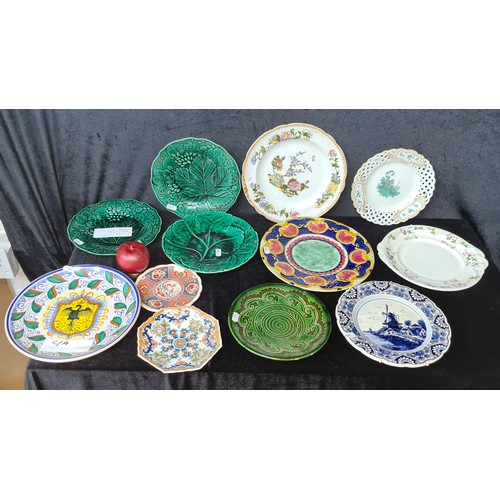 744 - A collection of eight antique plates including Till & Sons Majolica and others.