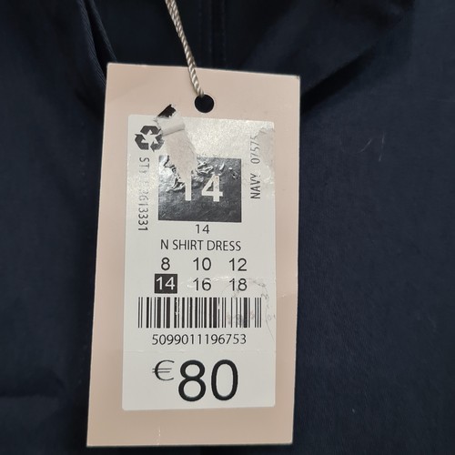 856 - A Paul Costello Studio midnight blue, cotton shirt dress. Brand new with original tags. RRP: €80 on ... 