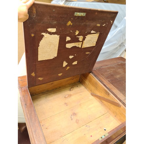 940 - Star Lot : Very tall antique clerk's desk with labels and memorandum from Ulster bank on the inside ... 