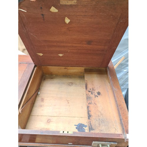 940 - Star Lot : Very tall antique clerk's desk with labels and memorandum from Ulster bank on the inside ... 