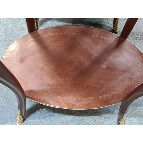 712 - Star Lot : A stunning pair of matching French baroque style oval shaped side tables with profuse flo... 