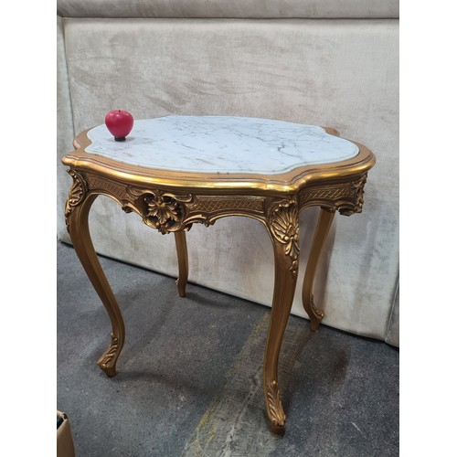 714 - Star Lot : A magnificent, elaborate tall French Louis XV style gilt with cold Italian marble top rec... 