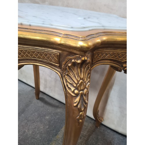 714 - Star Lot : A magnificent, elaborate tall French Louis XV style gilt with cold Italian marble top rec... 