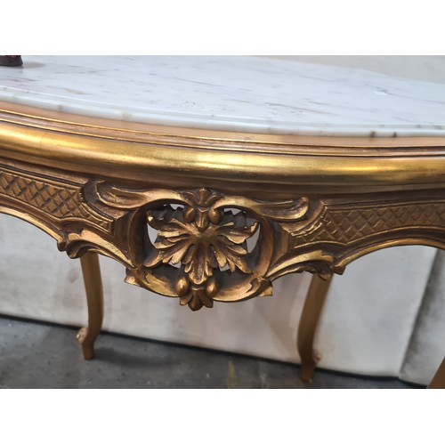 714 - Star Lot : A magnificent, elaborate tall French Louis XV style gilt with cold Italian marble top rec... 