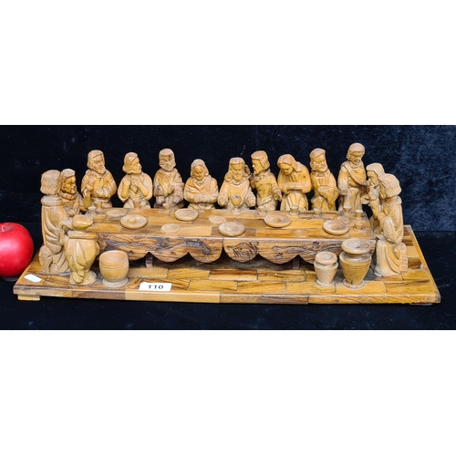 110 - A highly interesting wooden hand carved scene depicting the last supper.