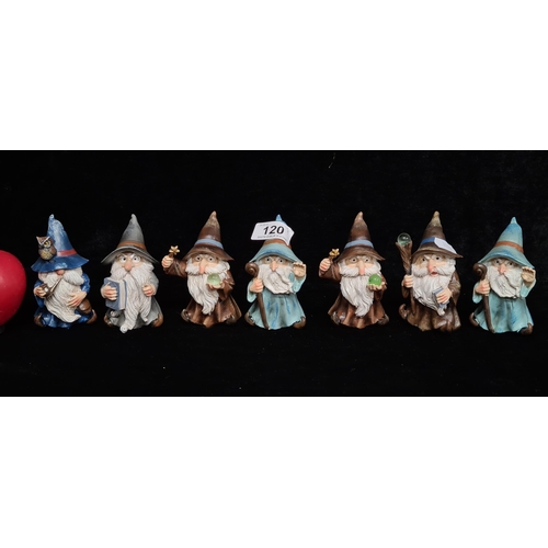 120 - A set of seven very charming whimsical wizard figures.