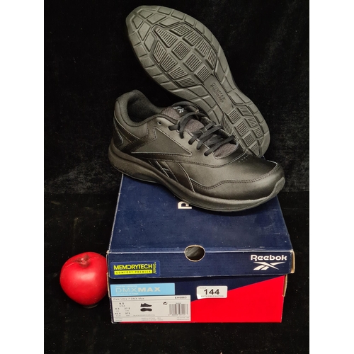 144 - A brand new pair of Reebok walk ultra 7 DMX max trainers in black. Size UK 8.5. In original branded ... 