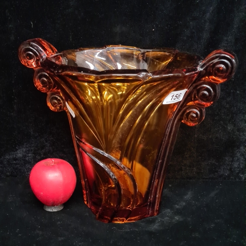 156 - A fabulous art deco amber glass wine cooler / vase. In good condition.