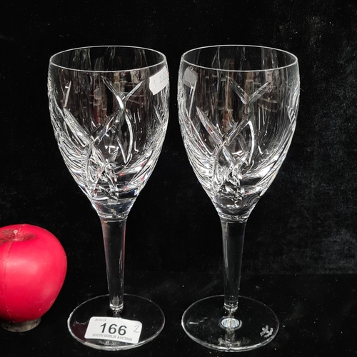 166 - A pair of large John Rocha for Waterford Crystal Signature wine glasses. In good condition with acid... 