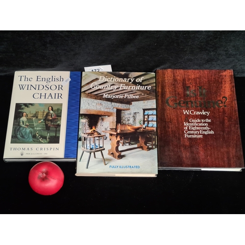 172 - Three informative hardback books of antique furniture interest. Includes a comprehensive 'Dictionary... 