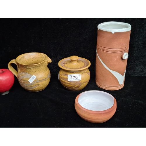 176 - Four pieces of Irish studio pottery including two pieces of Steven Pearce and two pieces of Tom Agne... 