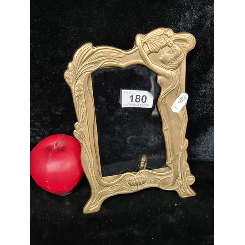 180 - A very attractive solid brass photo frame with art nouveau design.