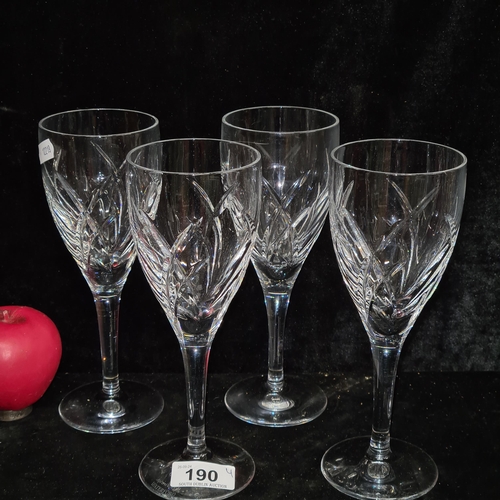 190 - Four large John Rocha for Waterford Crystal Signature wine glasses. In good condition, with acid mar... 