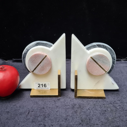 216 - A pair of contemporary Art Deco style modern marble bookends. From a top UK interior design company.