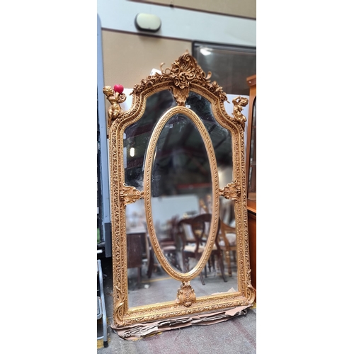 347 - Super Star Lot : A very large, magnificent 5 panel French Baroque style bevelled mirror featuring an... 