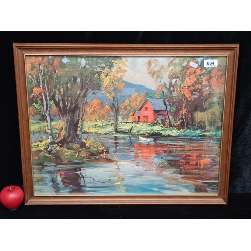 64 - A quality print of an original Philip Shumaker painting titled 'Autumn Reflections'. Housed in a woo... 