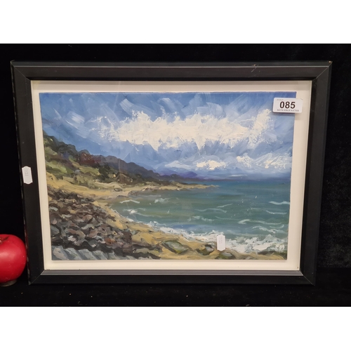 85 - An attractive original oil on board painting featuring a coastal landscape scene in an impressionist... 