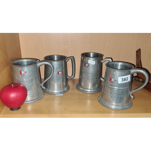 382 - Four vintage 1970s nautical themed pewter tankards.