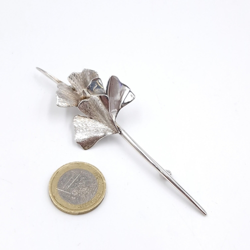 405 - A good example of a vintage designer Christian Dior sterling silver brooch in the form of a leaf des... 