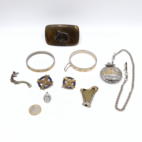 480 - A collection of assorted items consisting of two 18 carat gold filled bracelets. Together with a Qua... 